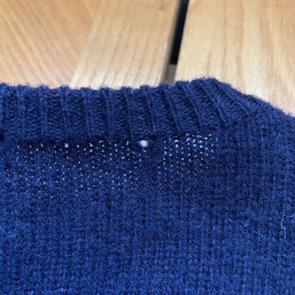 Polo Ralph Lauren 100% Lambswool Sweater XL Navy Blue V-Neck Italian Yarn - Picture 9 of 11